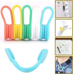 SUNFICON Magnetic Cable Organizers Clips Earbuds Cords Winder Bookmark Clips Whiteboard Noticeboard Fridge Magnets USB Cable Manager Ties Straps for Home,Office,School 5 Pack Assorted Light Colors