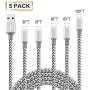 WILLTOP iPhone Charger Cord Cable,MFi Certified Lightning Cable 5 Pack (3/3/6/6/10FT) Nylon Braid, iPhone 11 / Pro/Xs Max/X/8/7/ Plus /6S with Compatible Metal connectors/ 6 / SE / 5S iPad