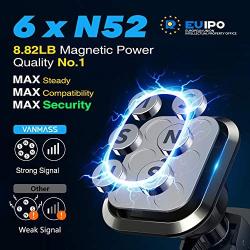 [2020 Upgraded] VANMASS Magnetic Phone Mount with 6 Strongest Rare Earth Magnets, [Pioneer Zinc Alloy] Magnetic Car Mount, Cell Phone Holder for Car Air Vent Desktop Compatible All Phones and Tablets