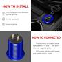 Quick Charge 3.0 Car Charger, 12V/24V 35W QC3.0/2.0 USB Charger Socket, 3 USB Charger Socket Power Outlet Fast Charge with Wire Fuse Aluminum Car Boat Marine ATV Bus Truck Golf Cart and More(Blue