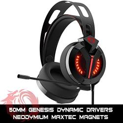 Game Lab Spartan (2019 Edition) Red LED Over-Ear Surround Sound Gaming Headset Noise Cancelling Microphone for PC, Xbox One, PS4, Nintendo Switch, Mac, Desktop, Laptop, Computer, VR, Android, iOS