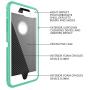 MXX Heavy Duty Defense Case with Screen Protector 4 Layers Rugged Rubber Shockproof Protection Case Cover for Apple iPhone 7 Plus/ iPhone 8 Plus  Aqua green/White
