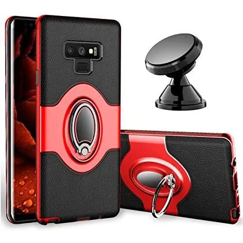 Samsung Galaxy Note 9 Case - eSamcore Ring Holder Kickstand Cases + Dashboard Magnetic Phone Car Mount [RED]