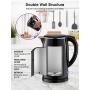 IKICH Electric Kettle 1.7L, Stainless Steel Water Kettle, Double Wall Tea Kettle, BPA-free Cool-Touch Kettle with Wide Mouth Design, LED Indicator, Auto Shut-off& Boli-dry Protection, 1500W