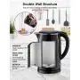 IKICH Electric Kettle 1.7L, Stainless Steel Water Kettle, Double Wall Tea Kettle, BPA-free Cool-Touch Kettle with Wide Mouth Design, LED Indicator, Auto Shut-off& Boli-dry Protection, 1500W