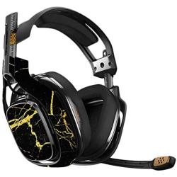 MightySkins Skin Compatible with Astro A40 Gaming Headset - Black Gold Marble | Protective, Durable, and Unique Vinyl Decal wrap Cover | Easy to Apply, Remove, and Change Styles | Made in The USA