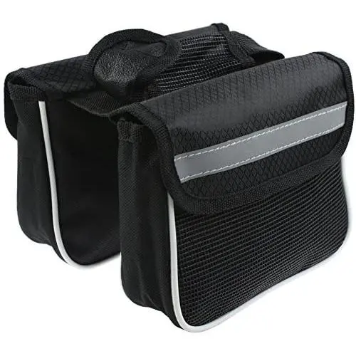 Rukey Front Frame Top Tube Bracket Bicycle Bike Saddle Bag Pouch Bilateral Side Packs with Mobile Phone Pouch for Mountain Bicycle Cycling (Medium) Rukey Front Frame Top Tube Bracket Bicycle Bike Saddle Bag Pouch Bilateral Side Packs with Mobile Phone Pouch for Mountain Bicycle Cycling (Medium)