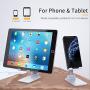 Adjustable Phone Stand Holder, ZHIKE Foldable Tablet Stand Mobile Phone Mount for Desk Compatible with Samsung Galaxy ipad Mini iPhone 11 Series X Xs max All Smartphones Smartphone, Kindle (White)