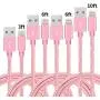 Phone Cable 4pcs 3FT 6FT 6FT 10FT Nylon Braided Cord Charger Compatible with PhoneX/Phone8/8Plus/7/7Plus/6/6s/6Plus and More (Rose) Phone Cable 4pcs 3FT 6FT 6FT 10FT Nylon Braided Cord Charger Compatible with PhoneX/Phone8/8Plus/7/7Plus/6/6s/6Plus and More (Rose)
