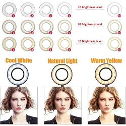 Silvom Selfie Ring Light Clamp on, 10-Level Brightness 3-Light Mode LED Ring Lamp with Phone Holder Flexible Gooseneck Arm, Perfect for Live Streaming, Facebook, Podcast & Video Lives, Makeup (Black)