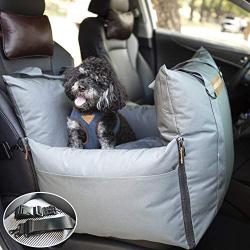 QUEENS NOSE Premium Dog Car Seat - Pet Car Seat with Front & Back Safety Protectors - Dog Booster Seat for Small and Medium Dogs up to 30 lbs - 2 Harness Leashes, Seat Belts, Seat Covers, Water Proof