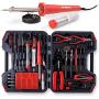 Hi-Spec 60 Piece Electronics Electrical Engineer Tool Kit with 30W Soldering Iron, Desoldering Pump, Wire Crimper, Stripper, Cutter, Magnetic Ratcheting Screwdriver and Bits, IC Extractor Tool in Case