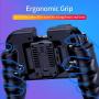popman Mobile Game Controller 4 Trigger with Cooling Fan for PUBG/Call of Duty/Fotnite [6 Finger Operation] L1R1 L2R2 Gaming Grip Gamepad Mobile Controller Trigger for 4.7-6.5" iOS Android Phone