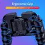 popman Mobile Game Controller 4 Trigger with Cooling Fan for PUBG/Call of Duty/Fotnite [6 Finger Operation] L1R1 L2R2 Gaming Grip Gamepad Mobile Controller Trigger for 4.7-6.5&quot iOS Android Phone