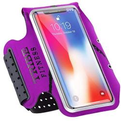 TRIBE Premium Running Armband & Phone Holder for iPhone X, Xs, Xs Max, Xr, 8, 7, 6, Plus Sizes, Galaxy S9, S8, S7, S9/S8 Plus, Note with Adjustable Elastic Band & Key/Card Slot - 100% Lycra