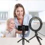 LED Dimmable Ring Light with Tripod Stand & Phone Holder for Live Stream/Makeup, 6″ Ringlight for YouTube Video, Phone Tripod, Compatible with iPhone Android