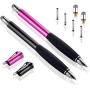 MEKO [2Pcs] [2nd Gen] Universal Disc Stylus Pens, [2 in 1 Precision Series] for iPhone X/8/8plus iPad/iPad Pro/iPad Mini and All Capacitive Touch Screens Bundle with 6 Replacement Tips(Black/Pink)