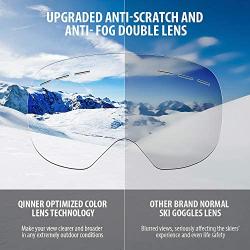 Qinner OTG Ski Goggles-Anti Fog UV Protection Snowboard Goggles with Free Ski Mask-Helmet Compatible Dual Lens Snow Goggles for Men Women Youth