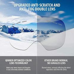 Qinner OTG Ski Goggles-Anti Fog UV Protection Snowboard Goggles with Free Ski Mask-Helmet Compatible Dual Lens Snow Goggles for Men Women Youth