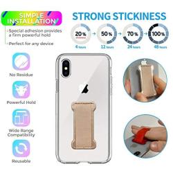 [2PC] WUOJI Finger Strap Phone Holder - Ultra Thin Anti-Slip Universal Cell Phone Grips Band Holder for Back of Phone（Gold）