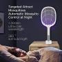 Weidace Bug Zapper 2 in 1 Large Electric Mosquito Swatter & Mosquito Lamp Fly Killer Insect Swatter 3000 Volt USB Rechargeable LED Purple Light Trapping Mosquitoes 3 Layers Safety Mesh Design