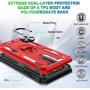 LG Stylo 5 Case, LG Stylo 5 Plus Case, LG Stylo 5V Case with Tempered Glass Screen Protector [2Pack], Jshru Military Grade Protective Phone Case with Ring Car Mount Kickstand for LG Stylo 5X Red