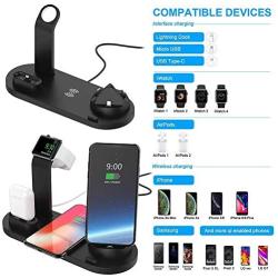 Wireless Charger, Botee 6 in 1 Wireless Charging Dock for iPhone X/Xs/7ps/7/6s/8/8Plus/i-Watch/AirPods, Qi Fast Wireless Charging Stand Compatible for iPhone Samsung [2019 Upgrade] (Black)