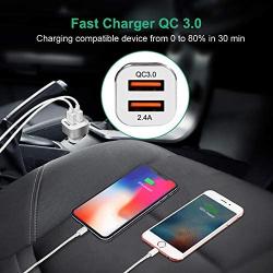 QC 3.0 Car Charger for iPhone XR/8/7/6/Plus/Xs/XS/Max/X/11, Powerful Dual USB iPhone Car Chargers Adapter QC3.0 + 2.4A,Fast Dual USB Port Wall Charger Phone Charger Block Cube,2 X MFI Certified Cables