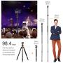 K&F Concept SA254T1 Camera Tripod 93 Inch 4 Section Aluminium Professional Detachable Monopod Tripod with 360 Degree Ball Head Quick Release Plate for DSLR SLR Camera