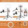 PEHESHE Ring Selfie LED Light 10" with 63" Tripod Stand Selfie Light with Phone Holder Ring Dimmable Circle Light for Live Stream/Tiktok/YouTube/Makeup/Photography/Video