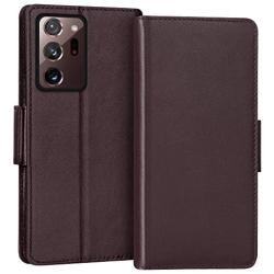 FYY Case for Samsung Galaxy Note 20 Ultra 6.9", Luxury [Cowhide Genuine Leather][RFID Blocking] Wallet Case, Flip Folio Case with Kickstand Function and Card Slots for Galaxy Note 20 Ultra 6.9" Brown