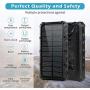 Solar Power Bank 30000mAh, Solar Charger, Qi Wireless Charger, Outputs 5V/3A High-Speed & 2 Inputs Huge Capacity Phone Charger for Smartphones, IP66 Rating, Strong Light LED Flashlights