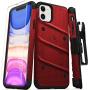 Zizo Bolt Cover - Case for iPhone 11 with Military Grade + Glass Screen Protector & Kickstand and Holster (Red/Black)