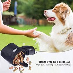 Vivaglory Dog Treat Bag, Hands-Free Puppy Training Pouch with Adjustable Waistband and Built-in Dog Waste Bag Dispenser, 2 Ways to Wear