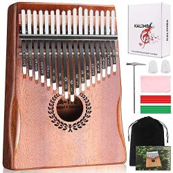 Kalimba 17 Keys Thumb Piano, Easy to Learn Portable Musical Instrument Gifts for Kids Adult Beginners with Tuning Hammer and Study Instruction. Known as Mbira, Wood Finger Piano