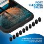 PortPlugs Port Covers (10 Pack) + 7 Piece Cell Phone Cleaning Kit, Anti-Dust Charging Port Plugs, Compatible with Apple iPhone 11, X, XS, 8, 8 Plus, 7, 6, iPads (Black)