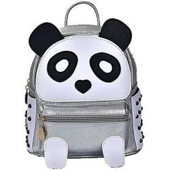 Cute Panda Backpack for Girls and Boys Waterproof Leather Small Travel Bag