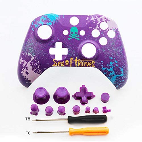 RONSHIN Gamepad Controller-Front Top Up Shell Case Housing Face Plate for Xbox One S Controller Game Cover Purple Skull Gifts for Men