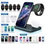 MITERV Wireless Charger, 3 in 1 Qi-Certified Fast Charging Dock Station for iPhone 11/11 Pro Max/XR/XS/X/8/8P Nightstand Mode for Apple Watch Series 5/4/3/2/1 Airpods Pro/2/1 (Black)
