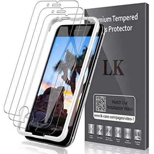 [3 Pack] LK Screen Protector for New iPhone SE 2020 / iPhone SE2 / iPhone 7 / iPhone 8, [Tempered Glass] [Case Friendly] [Alignment Frame Easy Installation] [3D Touch]