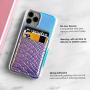 Cell Phone Wallet Stick on Credit Card Holder for Back of Phone - Cards Sleeve Pocket, Adhesive Sticker Compatible with iPhone, Most Cases - Iridescent Snakeskin