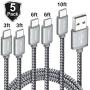 CLEEFUN USB Type C Charger Cable [5-Pack, 3/3/6/6/10 ft], USB C Fast Charging Cable Nylon Braided Compatible with Samsung Galaxy Note 10/10+/9/8, S10E S10 S9 S8 Plus, A71 A51 A50 A30 A20