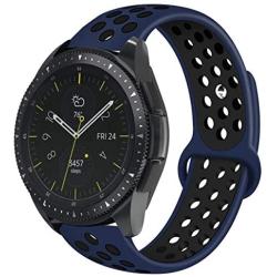 Compatible with Samsung Galaxy Watch Active 40mm/Galaxy Watch 42mm Bands Sets, 20mm Breathable Silicone Strap Sports Replacement Wristband for Galaxy Watch Active 40mm (Midnight Blue-Black)