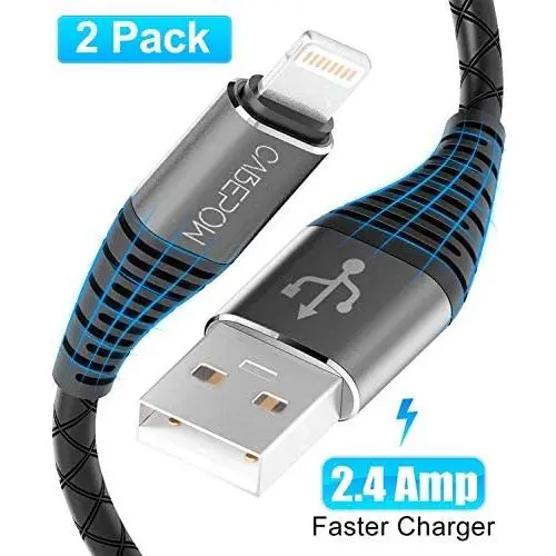 Long iPhone Charger 10ft, CABEPOW 2Pack 10 Feet Lightning Cable, Data Sync Fast iPhone USB Charging Cable Cord for iPhone Xs/XS Max/XR/X / 8/8 Plus / 7/7 Plus / 6/6 Plus / 5s and More (Black) Long iPhone Charger 10ft, CABEPOW 2Pack 10 Feet Lightning Cable, Data Sync Fast iPhone USB Charging Cable Cord for iPhone Xs/XS Max/XR/X / 8/8 Plus / 7/7 Plus / 6/6 Plus / 5s and More (Black)