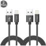 RoFI Compatible Phone Cable, [2Pack] 0.6M Nylon Braided Fast Charging USB Cord Replcement for Phone X 8 8 Plus 7 7 Plus 6s 6s Plus 6 6 Plus 5 5S 5C SE Pad Air Mini and More (2 Pack Grey, 2 FT)