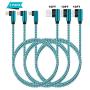 Right Angle iPhone Charger 10ft 3 Pack 90 Degree Lightning Cable Compatible with iPhone Xs MAX/XR/X/8 8 Plus/7 7 Plus/6 6 Plus/iPad (Light Blue,10ft)
