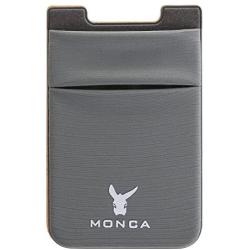 MONCA Credit Card [Double Secure] Holder Stick on Wallet Discreet ID Holder Lycra Spandex Card Sleeves [Lid & Pocket] iPhone 6s 7 Samsung Galaxy s8 and Blu Smartphones (Dark Grey)