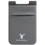 MONCA Credit Card [Double Secure] Holder Stick on Wallet Discreet ID Holder Lycra Spandex Card Sleeves [Lid & Pocket] iPhone 6s 7 Samsung Galaxy s8 and Blu Smartphones (Dark Grey)