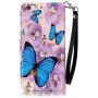 iPhone 6S Wallet Case,iPhone 6 Wallet Case,JanCalm PU Leather Wallet Cell Phone Cases with [Detachable Wrist Strap][Multi Card/Cash Slots] Stand Flip Magnetic Cover + Crystal Pen (Butterfly/Purple)