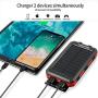 Solar Charger, Benfiss 20000mAh Lit Solar Power Bank with 2 Led Light and Dual 5V USB Output, Waterproof Portable External Backup Battery for Camping，Outdoors